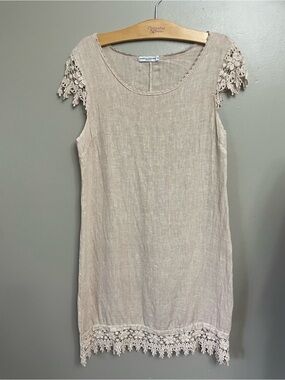 Martina Innocenti Medium made in Italy linen midi dress lace crochet